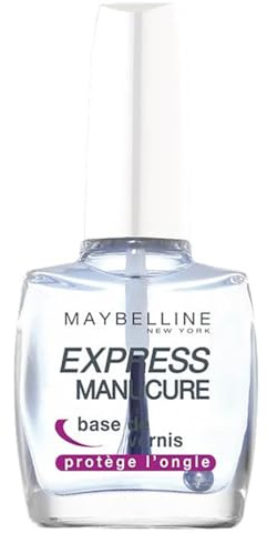 Maybelline New York Express Manucure Base Vernis Protectrice Ongles | Enrichie Nutri-kératine, Protège contre jaunissement, Prolonge tenue vernis, Isole ongle, Sans emballage additionnel