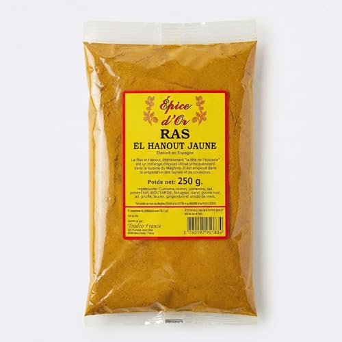 Ras El Hanout Jaune 250g - Epice d'Or, 100% Naturel, Vegan, Sans Arômes Artificiels, Sans Additifs Ni Conservateurs