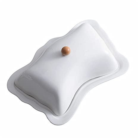 luckxuan Mantequera Placa de Mantequilla de Porcelana con Tapa de la Placa de Mantequilla for el hogar Plato Cuadrado Plato de Mantequilla Tradicional 1pc Mantequillera