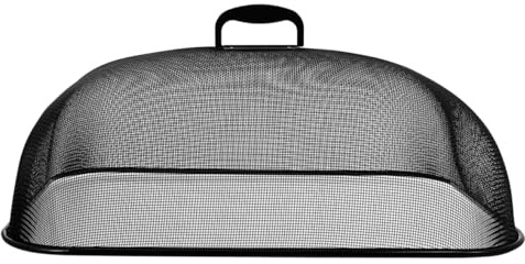 BESTonZON Large Metal Food Cover Mesh Fly Screen for Outside 47x34cm | Iron Net Cake Dome Protector for Picnic BBQ Garden Table Fruit Dish Plate Covers Black Rectangular Shield