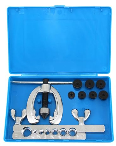 Maizoon Ensemble d'outils d'évasement à 7 trous 9 pièces à double évasement pour ligne de frein en cuivre et aluminium en acier souple et tube en laiton avec étui de rangement pour tubes de 3/16,