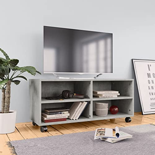 BUKSCYJS Fernseher Tisch,Sideboard Schlafzimmertv-Schrank Mit Rollen Betongrau 90x35x35 cm Holzwerkstoffgeeignet FüR EmpfangsräUme, Wohnzimmer, Schlafzimmer, BäDer, Arbeitszimmer