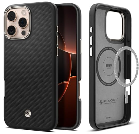 Spigen Enzo Aramid MagFit Case for iPhone 16 Pro Max, Compatible with MagSafe Accessories - Black Natural