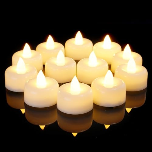 AMAGIC 24 Pack Battery Operated Flameless LED Tea Lights Candles Electric Fake Tealight for Votive, Christmas, Home Decor, Mother's Day, Wedding