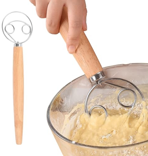 Dänischer Schneebesen, 13 Zoll Dänischer Teigbesen, Teig Schneebesen Edelstahl, Teigbesen mit bequemem und langem Griff, Teigrührer, Teigkneter, Teigmischer, Brot backen Zubehör, ideal zum Kochen