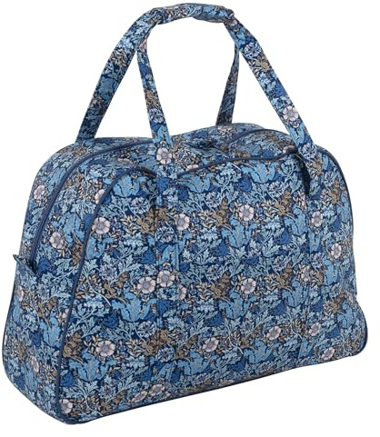 Hobby Gift Sewing Machine Bag – Cotton Fabric with Classic Woodblock Floral Print, Double Handles, Portable Storage Case, Zippered, Strong and Secure 15 x 33 x 48cm
