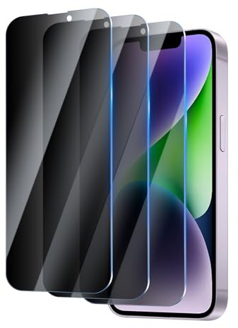 YUXINDZ 3 Pack Privacy Screen Protector for iPhone 16e 2025/iPhone 14/iPhone 13/iPhone 13 Pro, Anti-Spy Tempered Glass Film Anti-Scratch, 9H Hardness
