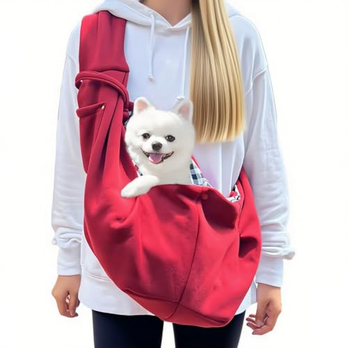 AMONENZ Sacs de Transport Bandoulière, Bourgogne Sacs de Transport pour Chiens avec Capacité de Charge de 7,5 kg, Sac Bandouliere Chien, pour Randonnée et Activités de Plein Air