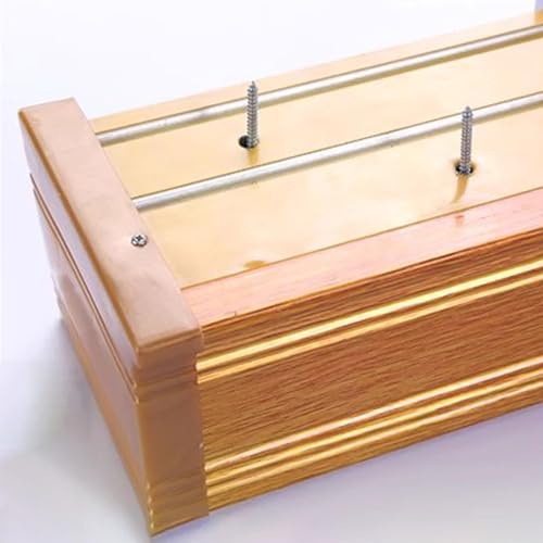 Gold Wood Grain Curtain Box with Double Track Acoustic Valance Split Cornice for Windows 1.8m/5.9ft Length Aluminum Construction