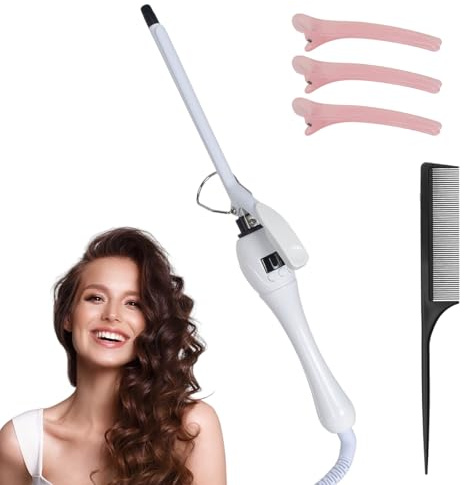 Mini Ferro Arricciacapelli Professionale 9 mm, 30s Rapido, 100-230°C, Materiale Ceramico Antiscottatura, Design Ultra Leggero per Viaggio, Ideale per Ricci Stretti e Naturali su Capelli Corti Lunghi
