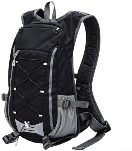 Mochila de senderismo de 20 L con panel trasero de malla suspendida, opciones de almacenamiento organizadas y rayas reflectantes para un uso nocturno más seguro (negro)