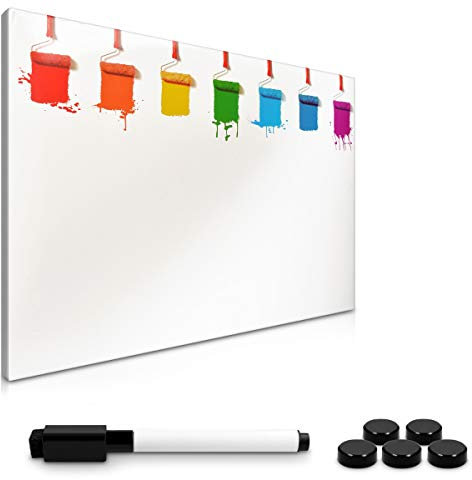 Navaris Magnettafel Magnetpinnwand Memoboard zum Beschriften - 60x40 cm Notiztafel div. Designs - Tafel abwaschbar mit Halterung Magneten Stift