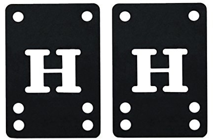 Skateboard Longboard Riser Pads - Set of 2 Risers, Rubber Shock Pads 1/8 (3mm), 1/4 (6mm), Angled (Black, 1/8)