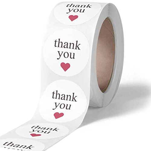 Grazie Adesivo, 500 Pz/Rotolo Cuore Etichette Adesivi Rotonde Ecorazione per Confezionamento Regali Scrapbooking Busta Adesivi di Cancelleria uso personale e aziendale