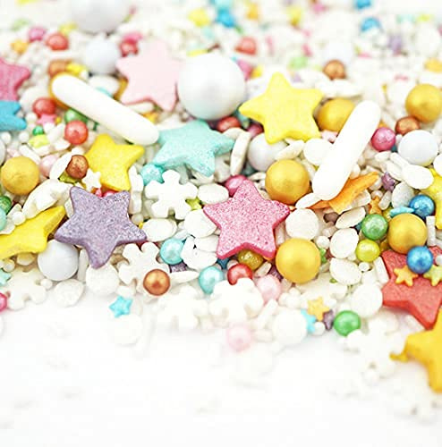 Super Streusel OhDuFröhliche - Weihnachtsstreusel Sterne bunt (90g) | Bunte Weihnachtsstreusel mit Sternen, festliche Tortendeko für Plätzchen, Muffins & Advents Lebkuchen
