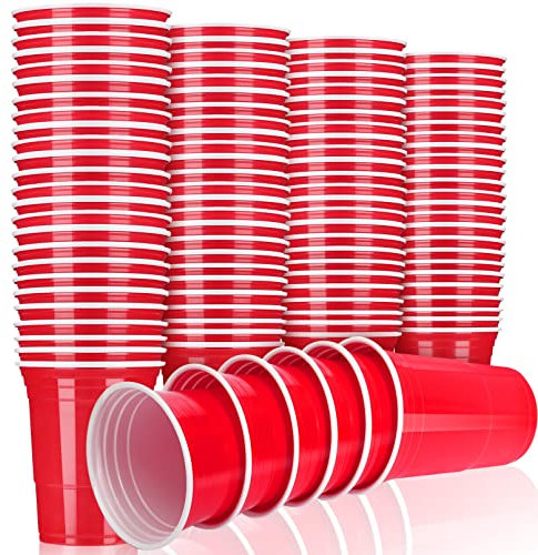 EOGRFW 100 Stück Partybecher Set Mehrweg Becher,Wiederverwendbare Trinkbecher,480 ml 16oz Getränkebecher Red Cups,Rote Party Becher für Partys Hochzeit Geburtstag Picknicks Camping