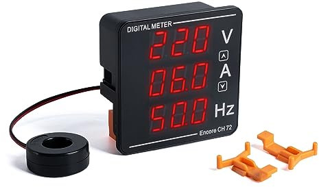 FBBULES AC Pantalla Digital Voltímetro Amperímetros Frecuencia Medidor Integrado AC 50-500V 1-120A 10-99.9HZ Multi Testers Voltaje Corriente Frecuencia Tester