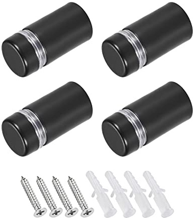 METALLIXITY Letrero Separador Tornillos (12x23mm) 4uds, Inoxidable Acero Publicidad Tornillos Vidrio Acrílico Clavo - para Imagen Marco Muestra Exhibición, Mate Negro
