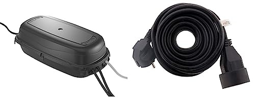 D-Line, Boîtier étanche pour multiprise, Niveau de Protection IP54 - Cotes internes = 290mm (Longueur) x 125mm (Largeur) x 110mm (Hauteur) - Noir & Prolongateur 16A 2P+T HO5VV-F 3G1,5mm² Noir 10m