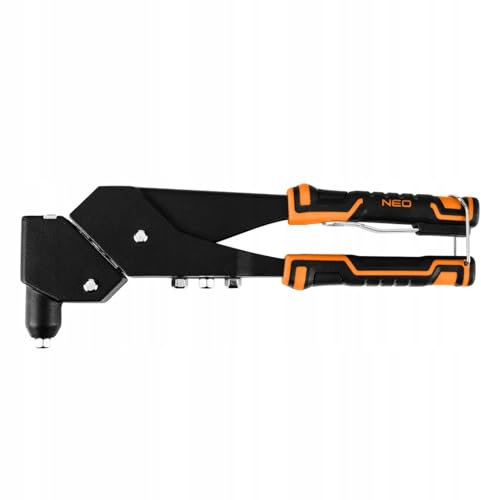 NEO TOOLS Alicates de remachado ciego para remaches: 2,4/3,2/4,0/4,8 mm - Alicates de remache pop - remachadora manual - Pistola remachadora profesional - con cabezal de 360 grados y anillo de
