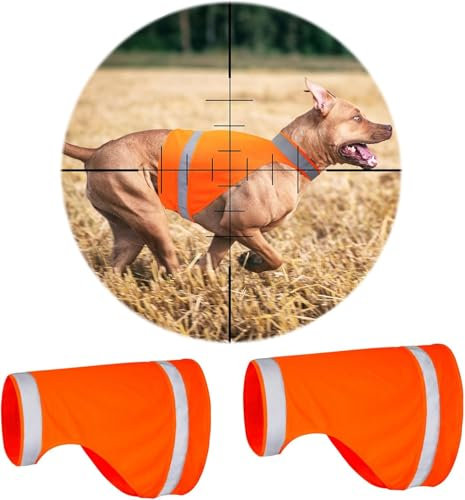 BiPawTi 2 PCS Hunde Reflektorweste mit Klettverschluss, Warnweste Orange, Sicherheits-reflektierende Hundeweste für die Jagd - Hält Hunde Sichtbar für Nächtliche Spaziergänge - Orange, L