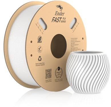 Creality Ender Fast PLA Filament 1.75mm, 3D Drucker Filament High Speed bis zu 300mm/s, recycelbare Pappspule, Fit die meisten FDM 3D Drucker bis 1kg (2.2lb) Weiß
