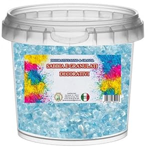 GRANULATO - VETRO COLORATO Decorazione Sottile 0,7 a 1,2 cm IN BARATTOLO KG 1-20 VARIANTI (VETRO BLU)