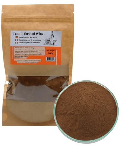 AlcoFermBrew Tannine für Rotwein 100g - Weintannin,Pulver Tannine, Wein Machen, Wein-Tannin