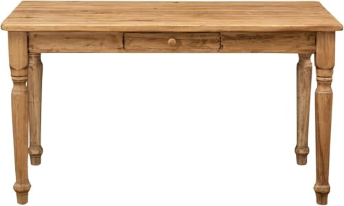 Biscottini Tavolo da cucina 140x80x80 cm Made in Italy - Scrivania vintage con cassetto - Tavolo legno massello di tiglio - Tavolo shabby