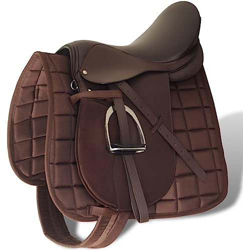 XGWKCNV Furniture Select Reitsattel Set 40.6 cm Echtleder braun 14 cm 5in1