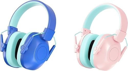 Protección auditiva para niños, protección contra el ruido, auriculares para niños con autismo, orejeras pasivas para estudiantes de primaria, orejeras ajustables para conciertos, azul+rosa, M