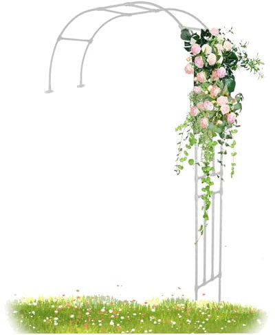 Grand treillis d'arche de jardin blanc de 240 cm pour plantes grimpantes - Demi-arche latérale robuste pour intérieur ou extérieur - Décoration de mariage - Durable et élégante pour votre paysage