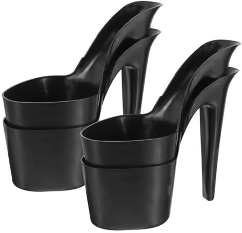 CAXUSD 4pcs High Heels Pot Terrarium Peeing Plant Pot Planters for Outdoor Plants Flowerpot Plant Shelves with Grow Lights Novelty Vase Wall Planter Succulent Pot Black Plastic