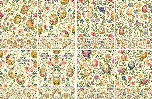 Carta di riso pasquale, 29 x 29 cm (2 fogli), carta per decoupage, 8 motivi per collage, tecnica mista, creazione di biglietti e artigianato, decoupage CRAFT KREATIVELY