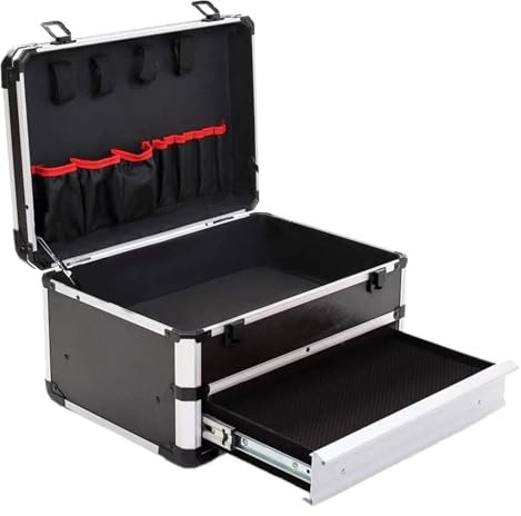 LUYSGBXR Caisse a Outil Boîte à Outils en Aluminium avec tiroirs, Mallette de Rangement Multi-Outils Portable for Outils, Valise électrique, boîte de Rangement d'outils d'équipement(36x27x22CM)