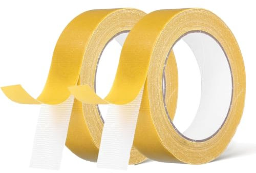 KIRZAX Cinta adhesiva de doble cara extrafuerte 2 para alfombras - 2 cm x 20 m, transparente, no deja marcas - Para alfombras, fotos, paredes, cocina, hogar, escuela - Fácil de cortar y quitar