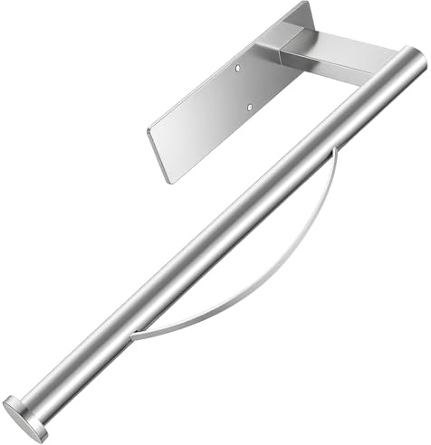 Küchenrollenhalter unter Schrank, mit Einer Hand bedienbares Abreißen von Papiertüchern mit Dämpfungswirkung, sowohl in Klebstoff als auch in Schrauben erhältlich, Edelstahl (Silber)
