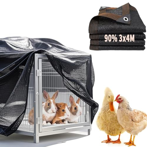 Oncpcare 3x4M Kaninchenkäfig-Abdeckung für Draußen, UV 90% Sonnenschutz-Netzmatte für Haustierkäfig-Schutz, Hühnerstall-Abdeckung für Hase, Huhn, Ente, Katze, Hund und andere kleine Tiere