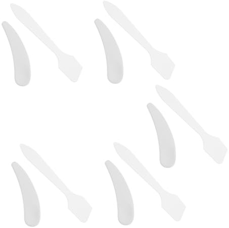 STOBAZA 10 piezas Espátulas Cosméticas Transparentes de Cucharas para Crema Facial Pequeñas y Curvas Aplicadores para Maquillaje y Cuidado Facial para Viaje y Uso Diario