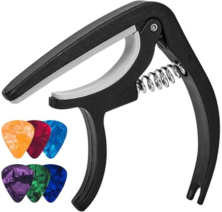 Guitar Capo, Pick Capo, Quick Change-Capo for Acoustic & Electric Guitars, Trigger-Capos for Acoustic & Electric Guitars Includes 1 Capos and 6 Picks