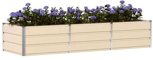 vidaXL Pflanzkübel Elfenbein 240 x 80 x 45 cm Stahl
