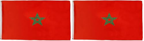 AZ FLAG– DRAPEAU Maroc 150 x 90 cm (Lot de 2)