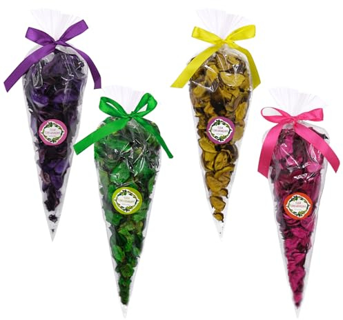 4 Pcs Potpourri Bags, Rose Jasmine Lavender and Lemon Scented Potpourri Dried Flowers Natural Plant Fragrance Sachet, Decorative Home Fragrance Pot Pourri