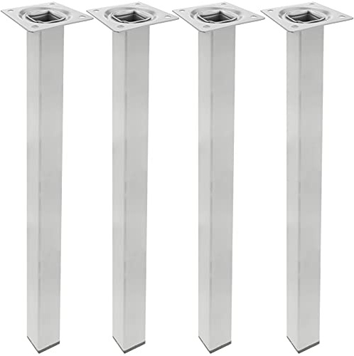 PrimeMatik - Gambe Quadrato. Piedini da Tavolo per mobili e scrivania in Acciaio Grigio 75cm 4-Pack