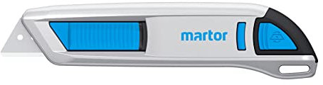 MARTOR Sicherheitsmesser Mit Klingeneinzug, SECUNORM 500, Profi Cuttermesser, Aluminium, Rechts- & Linkshänder, Logistik, GS Geprüft