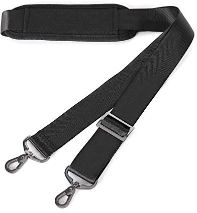 MOSISO 56 Pulgadas (142 cm) Correa de Hombro, Reemplazo Antideslizante Cinturón de Ajustable de Viaje Acolchado con Ganchos Giratorios de Metal para Equipaje/Bolso Cruzado/Bandolera,Negro