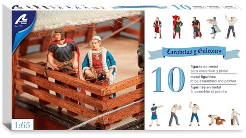 Artesanía Latina – Modellino di Nave in Legno – Set di 10 Figure in Metallo per Modelli di Galeoni e Caravelle - Modello 22411F, Scala 1:65, 25/30 mm – Figure da Assemblare – Accessori per Modellismo