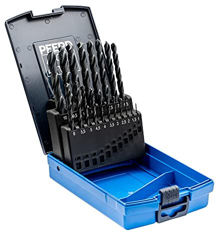 PFERD Spiralbohrer-Set STEEL, 19-tlg. | Ø 1-10 mm, HSS-G N, DIN 338, 118° | 25203701 – universell einsetzbar