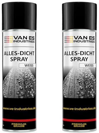 2x VE-INDUSTRIES Dichtungsspray: Allesdichter-Spray, Wasserfester Flüssigkunststoff weiß, 500 ml (Alles dicht Spray 21,90€/L)
