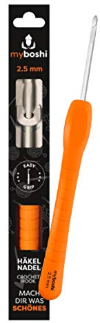 myboshi Häkelnadel mit ergonomischem Easy-Grip-Griff, in 12 verschiedenen Stärken, für ermüdende oder schmerzende Hände, Grau, 2,5mm